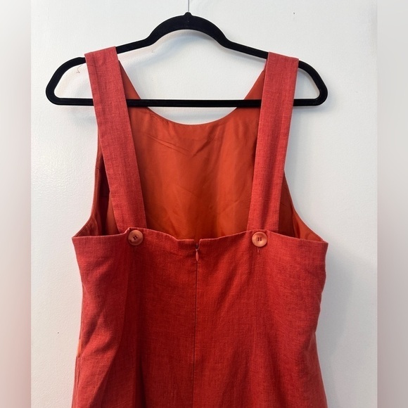 Maggie London Sleeveless Linen Blend Side Button Maxi in Clay Size 12 - Picture 7 of 13